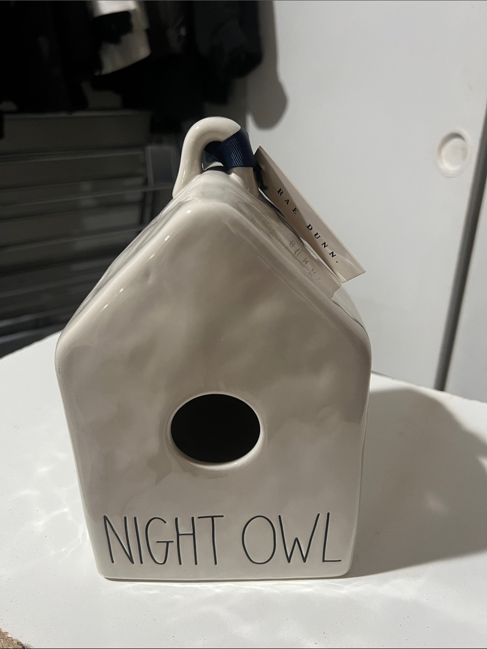 Rae Dunn Cream Ceramic 'Night Owl' Birdhouse